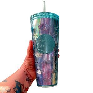 Starbucks 2022 Iridescent 24 oz Mermaid Tail Tumbler NWT